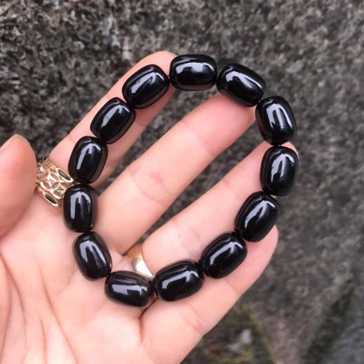 [HCM]VÒNG TAY LU THỐNG ĐÁ MÃ NÃO ĐEN hạt 10ly