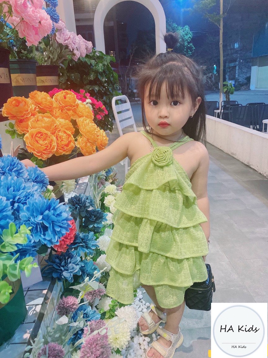 váy tầng 2 dây cực điệu đà cho bé gái - VT2D