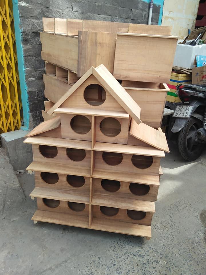 Chuồng bồ câu gỗ 15 lỗ trồng gỗ cây vườn nuôi 8 đôi chim bồ câu thả