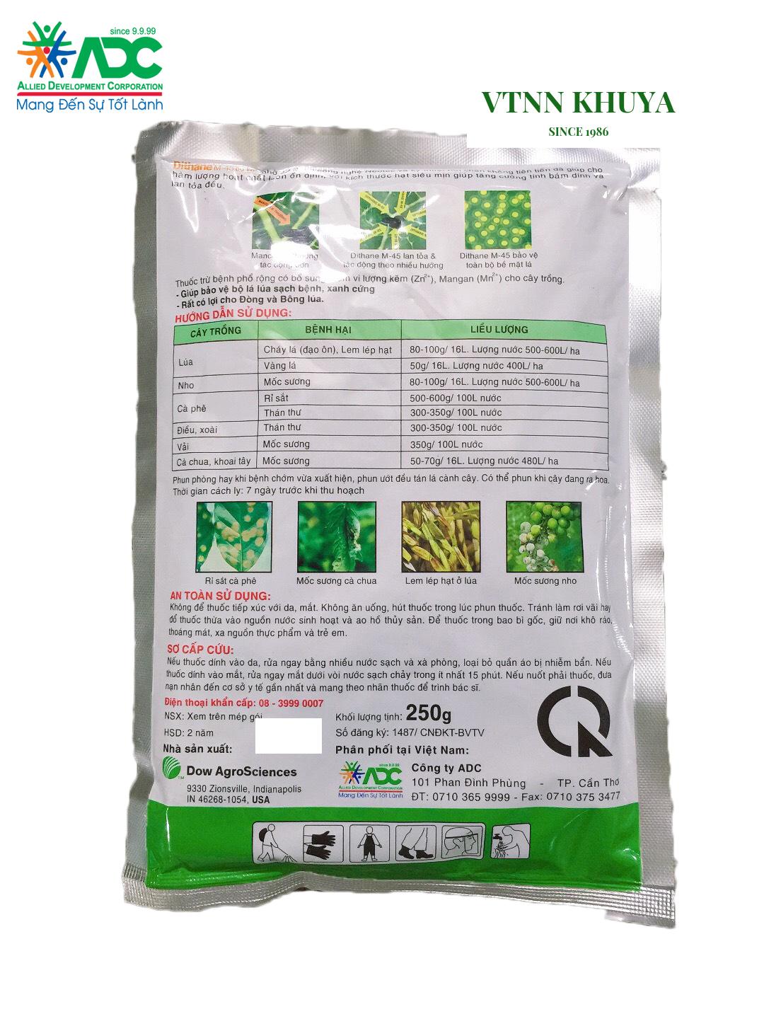 Thuốc trừ bệnh Dithane M45 80WP 250gr