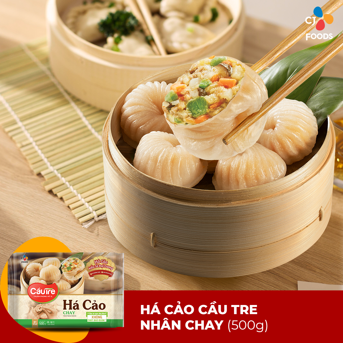 [Hỏa tốc] Há cảo Cầu Tre 500g (nhân Thịt/ Hải sản/ Chay)