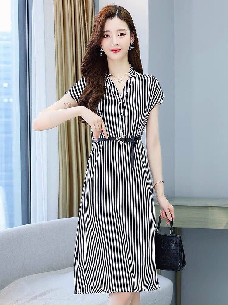 [HCM]ĐẦM PHỐI SỌC TAY NGẮN CỔ VTRỤ