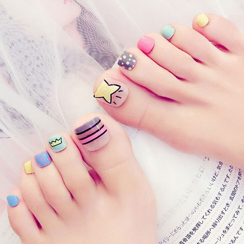 Bộ 24 Móng chân giả , nail giả C59 (kèm keo dán)