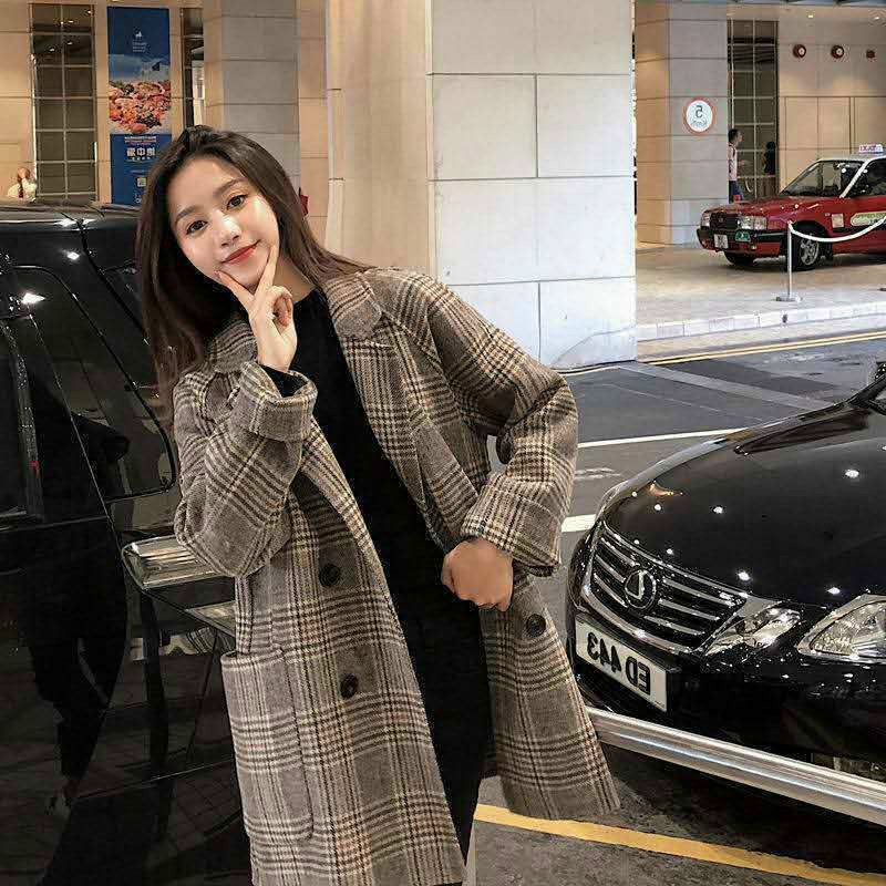 Áo khoác dạ vest nữ kẻ sọc