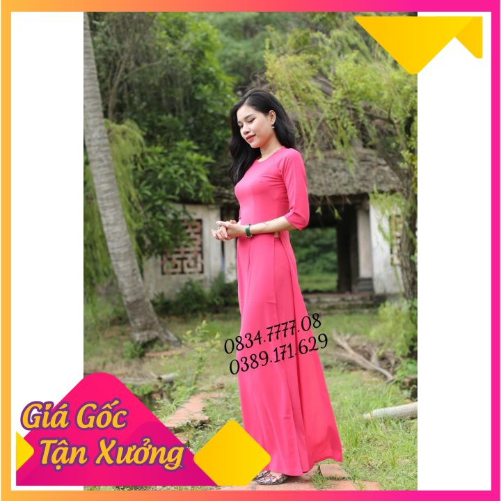 Áo Dài Lụa Nhật Trơn Cổ Cao 2,5 Phân