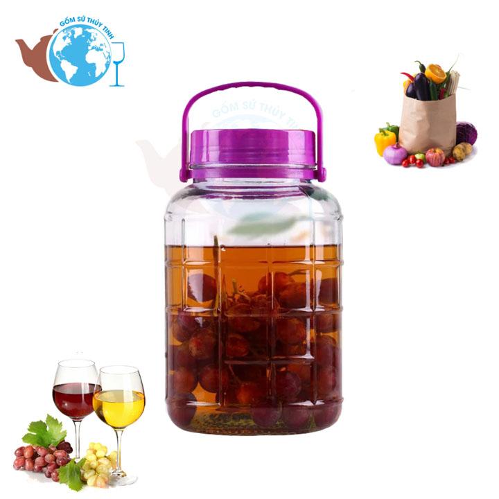 [HCM]Bình thủy tinh 2 lít ngâm sâm có quai xách , bình quai xách 2 lít