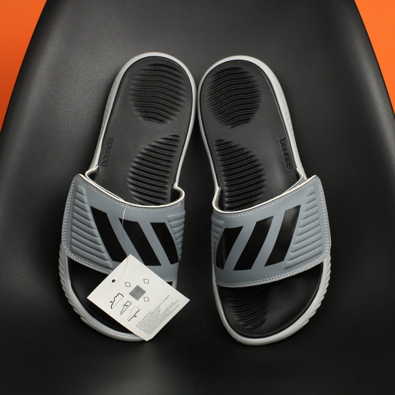 Dép adidas xám sọc đen