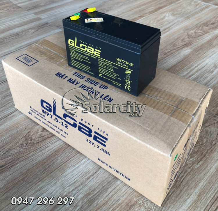 Ắc quy Globe 12V- 7.5Ah (WP7.5-12) dùng cho UPS, lưu điện...