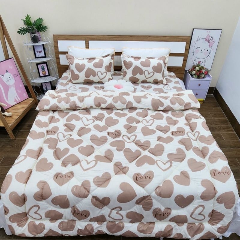 Bộ 5 ga gối chăn phao coton poly mẫu mới 2022