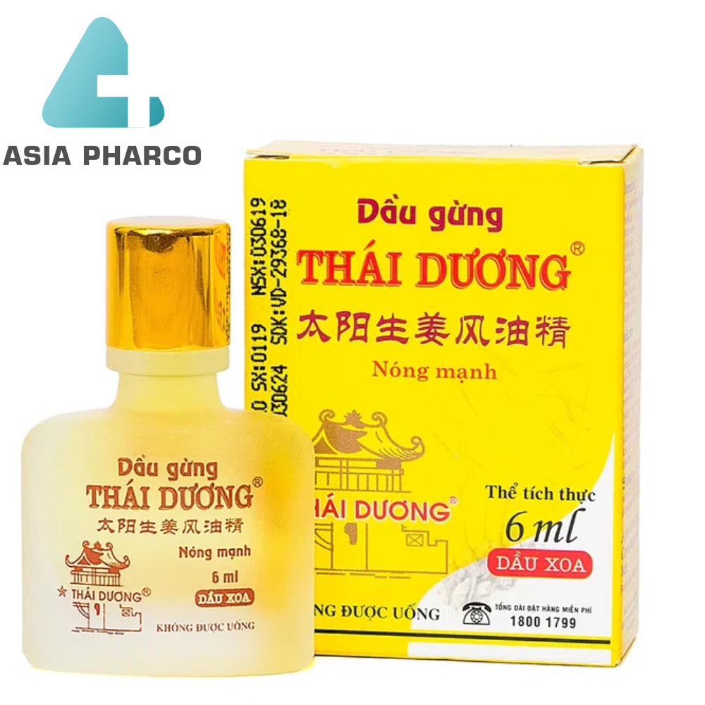 Dầu gừng thái dương 6ml - 24ml Thông kinh hoạt lạc, hỗ trợ giảm đau, giúp ngủ ngon