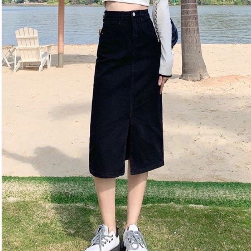 CHÂN VÁY DENIM XẺ TRƯỚC SIÊU HOT #930