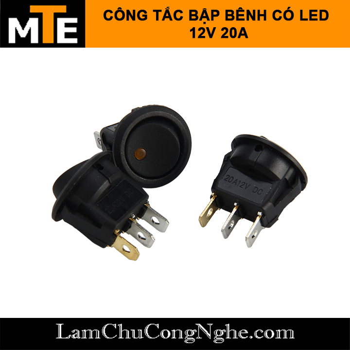 Công tắc bập bênh có đèn led ON/OFF 3 chân 12V 20a