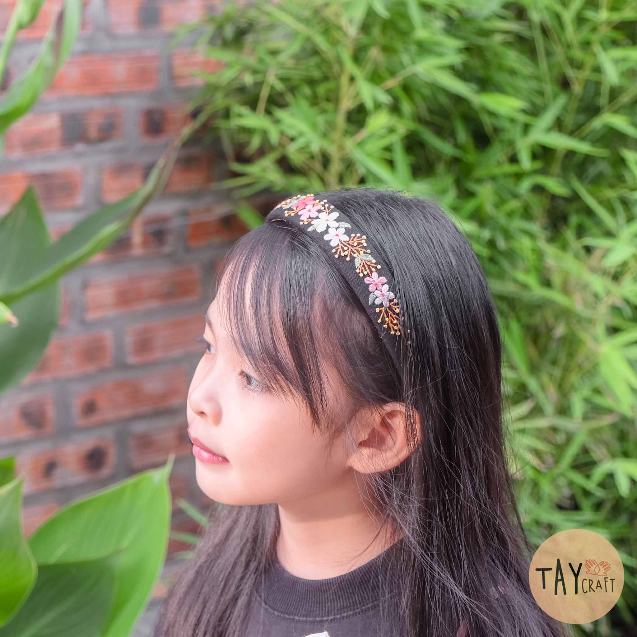 Handmade embroidery linen bandeau (2.5cm)