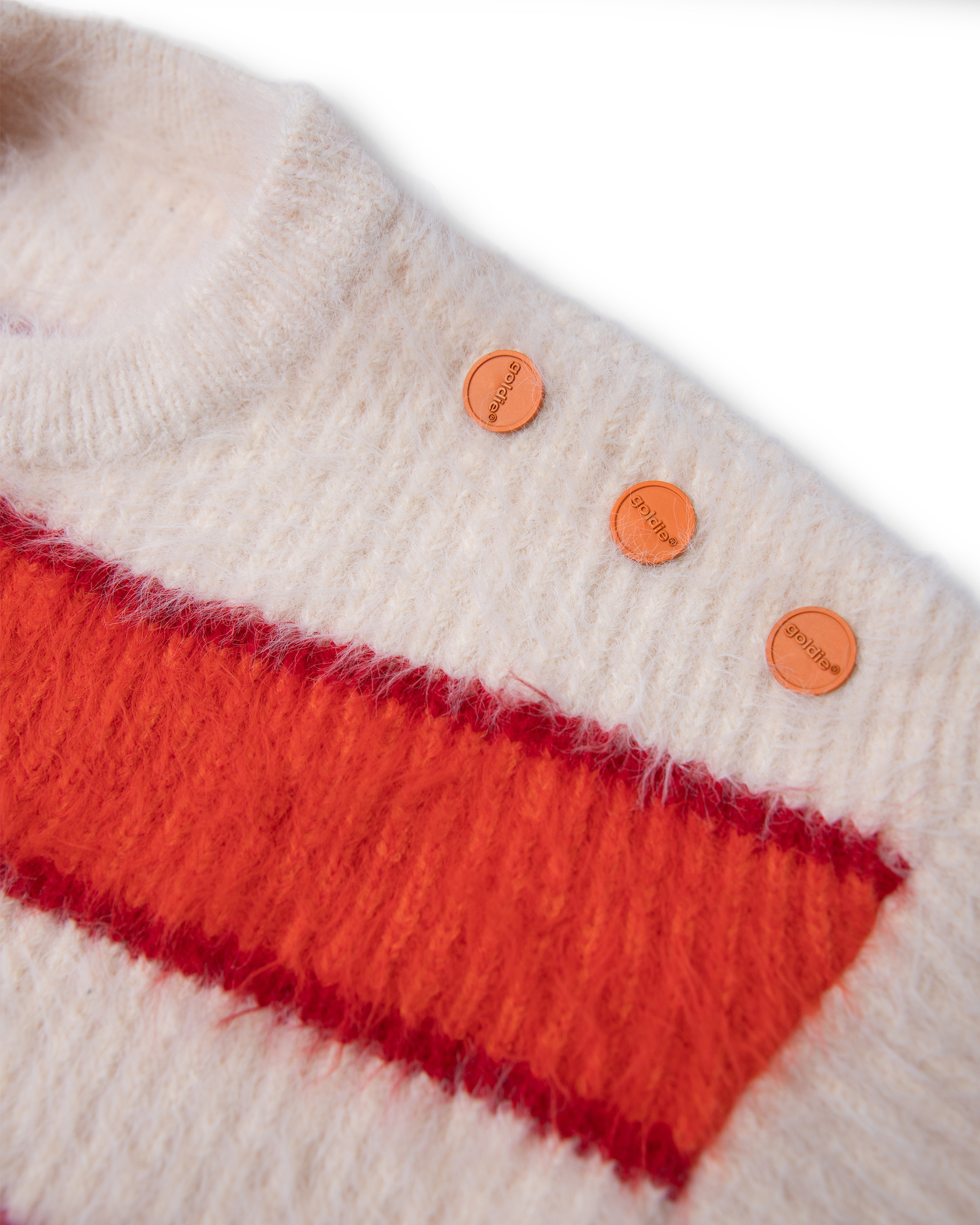ORANGE STRIPED MOHAIR KNIT SWEATER