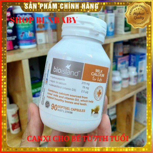 Canxi sữa Bioisland Milk Calcium For Kids 90v Canxi Sữa Cho Bé 90 viên
