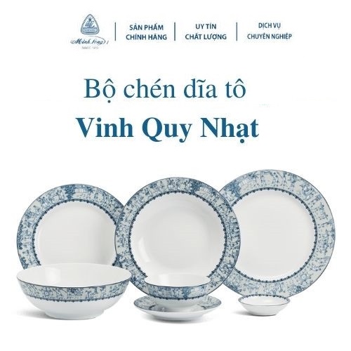 Bộ chén tô dĩa sứ Minh Long Vinh Quy Nhạt - bộ bàn ăn cao cấp Vinh Quy Nhạt sứ Minh Long