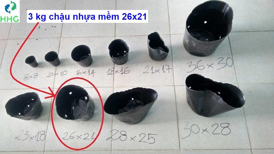 3kg chậu nhựa mềm ươm cây 26x21 - bịch, túi bầu 26x21