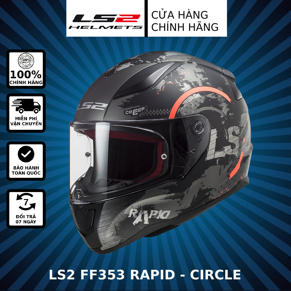 MŨ BẢO HIỂM LS2 FF353 CIRCLE MÀU MATT TITANIUM ORANGE Mũ Bảo