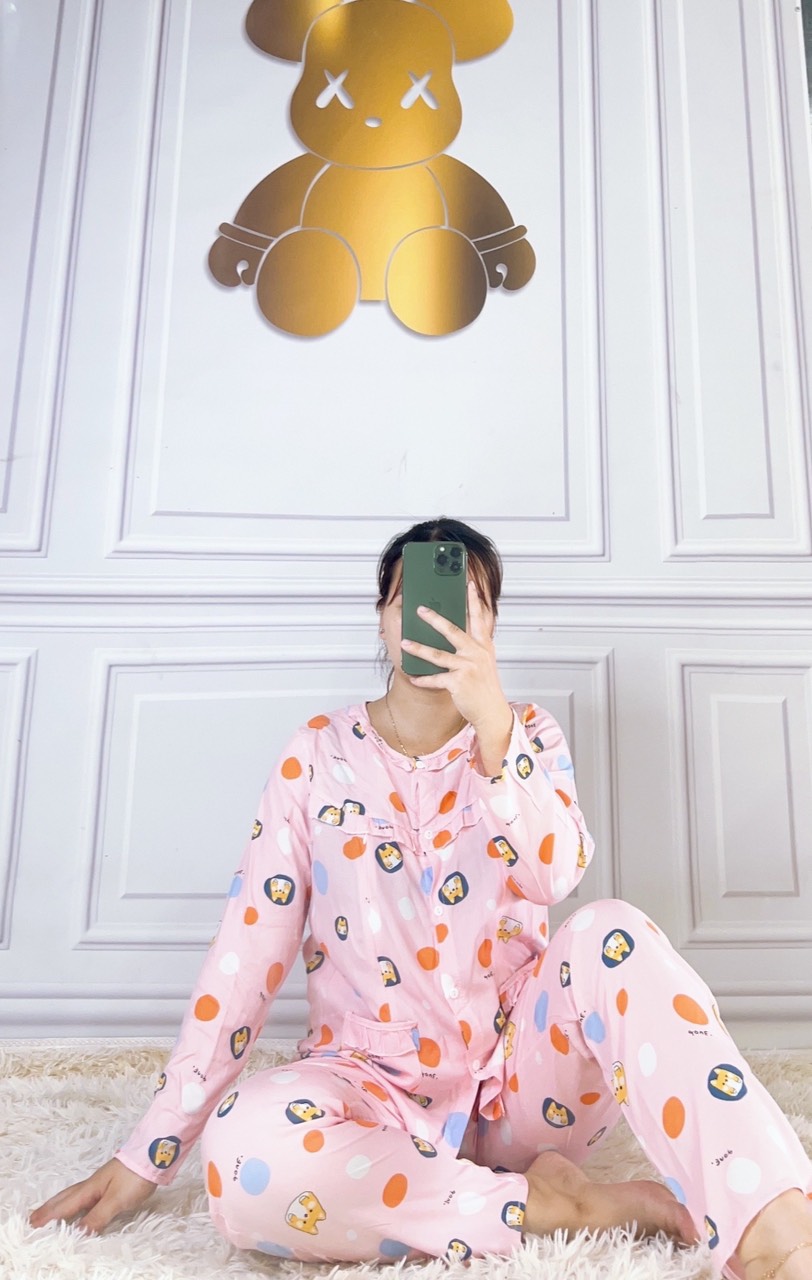 [Hoàn Tiền 6%] Bộ bầu sau sinh mặc nhà XUÂN HÈ chất Lanh thái, quần dài áo dài, cho bà bầu cho con bú, size 45- 68kg