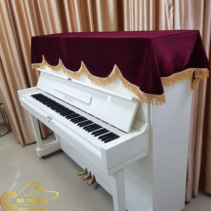 Khăn Phủ Đàn Piano nhung đỏ cao cấp mềm mịn