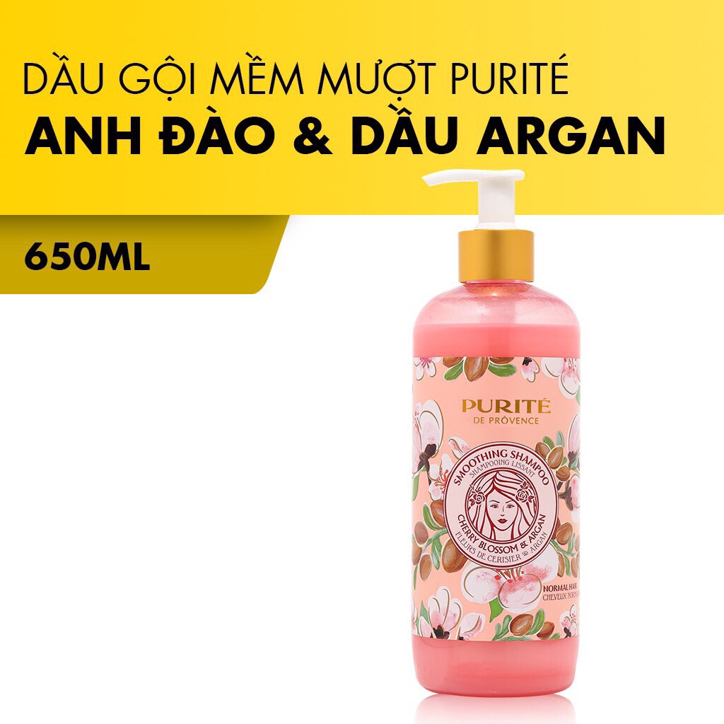 Dầu gội mềm mượt purité hoa anh đào & dầu argan 600ml