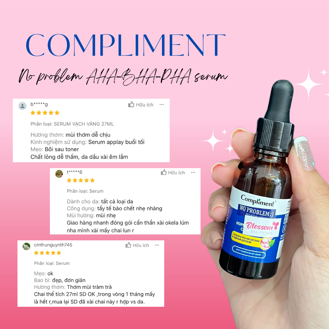 Serum Compliment No problem AHA-BHA-PHA dành cho da dầu, mụn giúp giảm mụn, mờ thâm 27ml