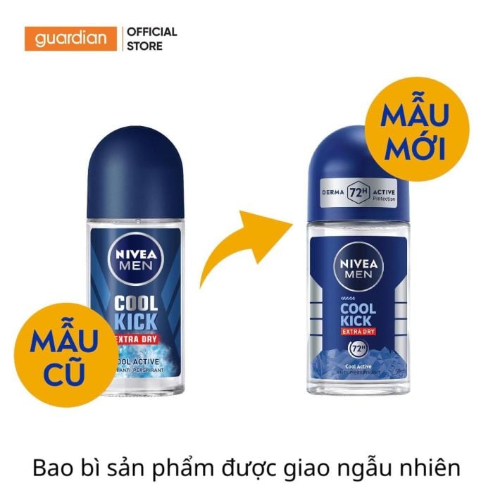 Lăn Khử Mùi Mát Lạnh Men Cool Kick Nivea 50Ml
