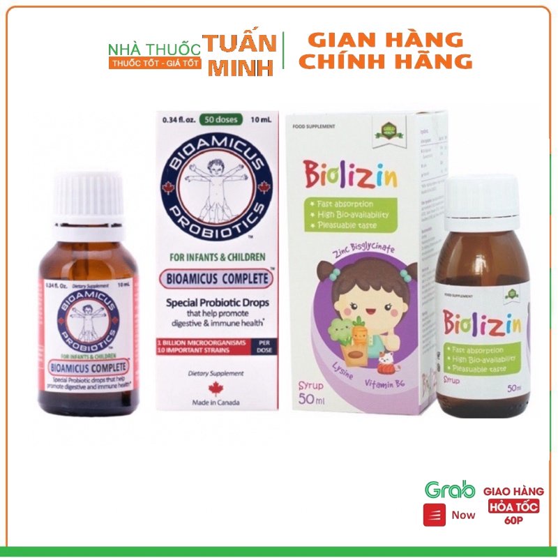 combo men 10 chủng bioamicus và kẽm biolizin