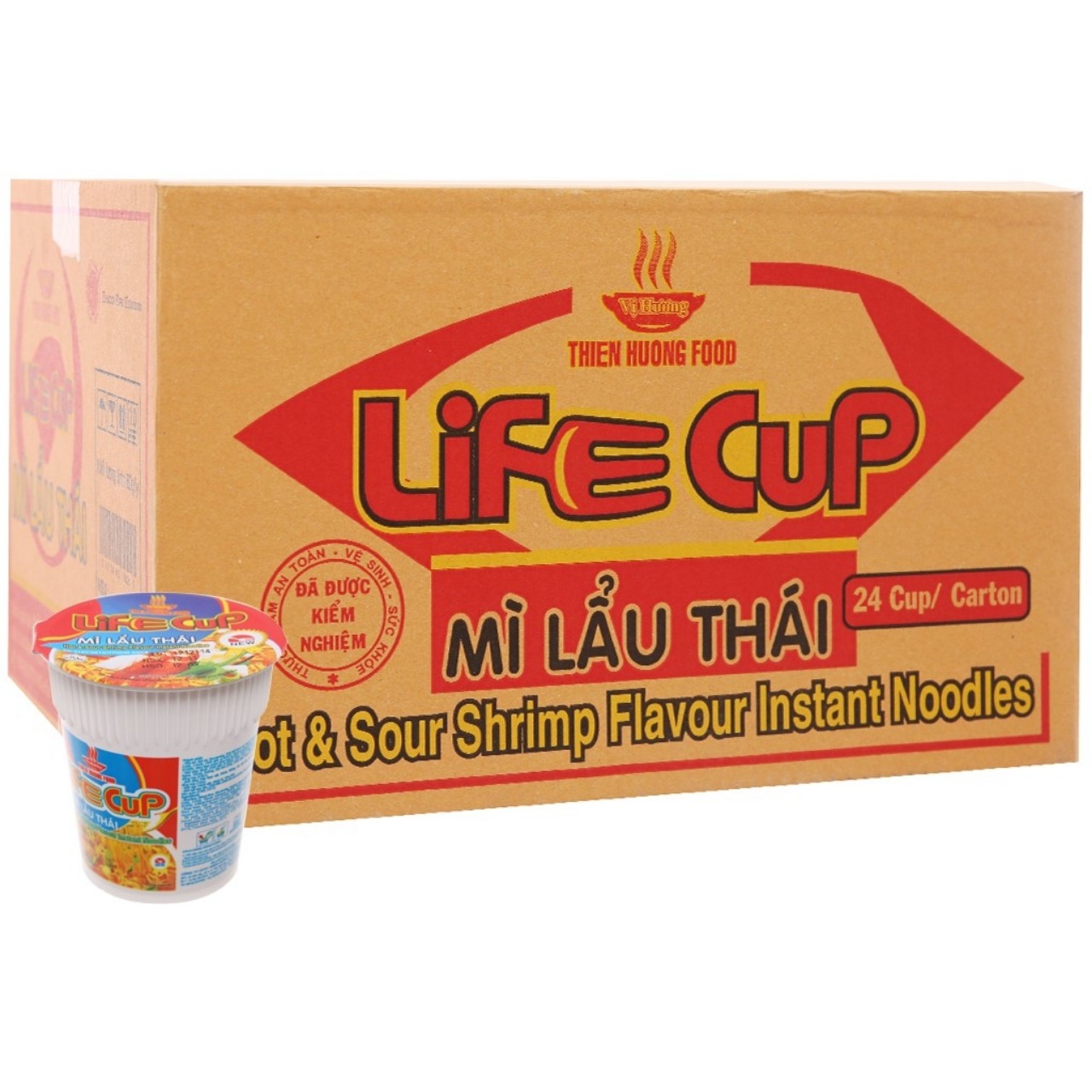 Thùng 24 ly Mì Life cup Thiên Hương vị lẩu thái 60gr