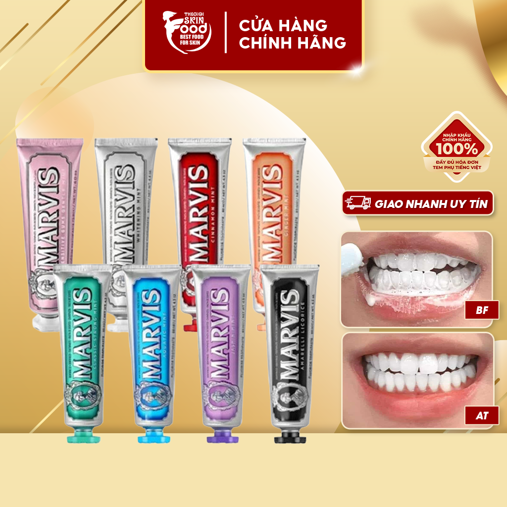 Kem Đánh Răng Hỗ Trợ Làm Trắng Răng, Sạch Mảng Bám Marvis Mint Toothpaste