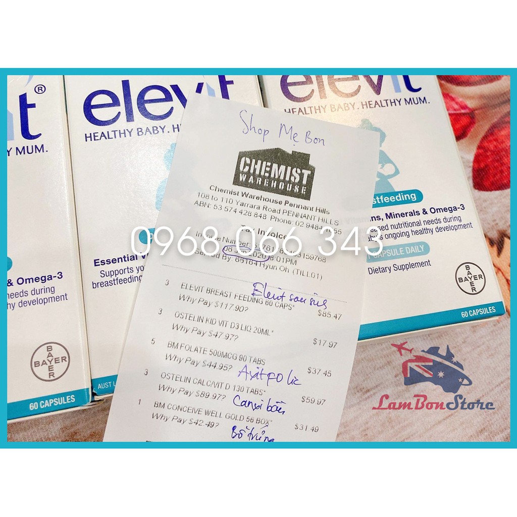 Elevit sau sinh cho Mẹ, Elevit Bú, Elevit Breastfeeding 60 viên (Date 2023) - Xuất xứ Úc