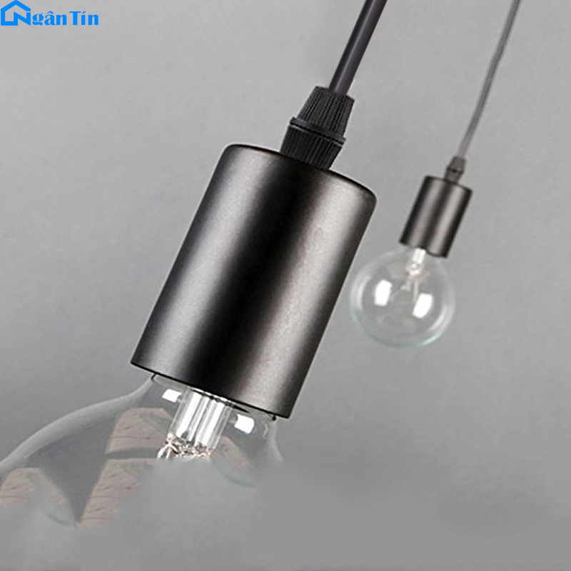 Bộ dây đèn thả Led thả trang trí màu đen E27 220V (Tặng kèm bóng dài Led Edison 4w ánh sáng vàng)