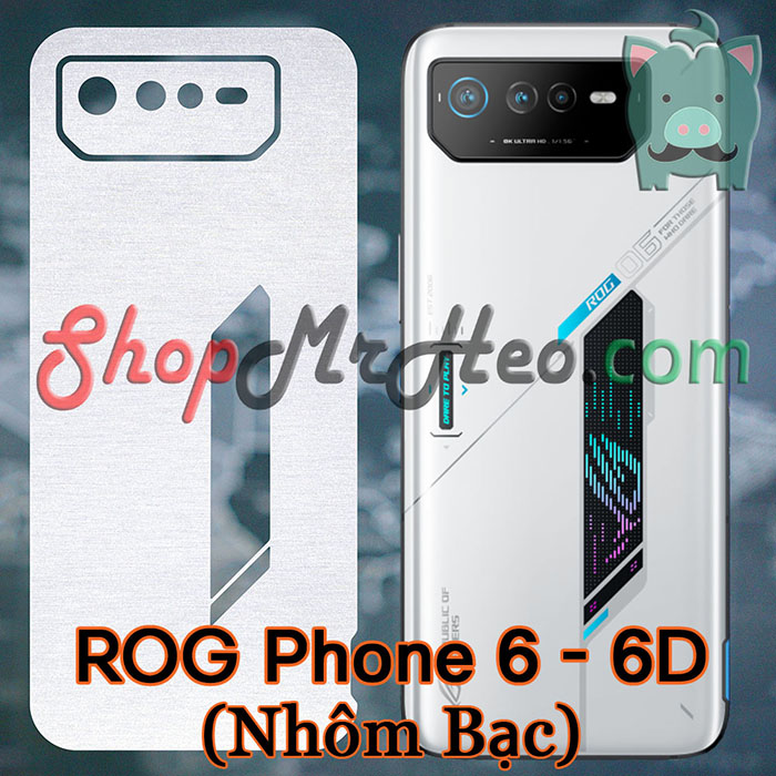 Skin Dán Mặt Sau Lưng ROG Phone 6 - ROG 6 - ROG Phone 6D - ROG 6D (Carbon, Hình Hộp, Nhám, Vân Da, Nhôm Xước)