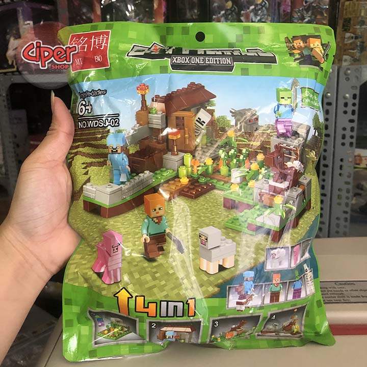 Mô hình lắp ráp minecraft - Mô hình lắp ráp 4in1 390 chi tiết