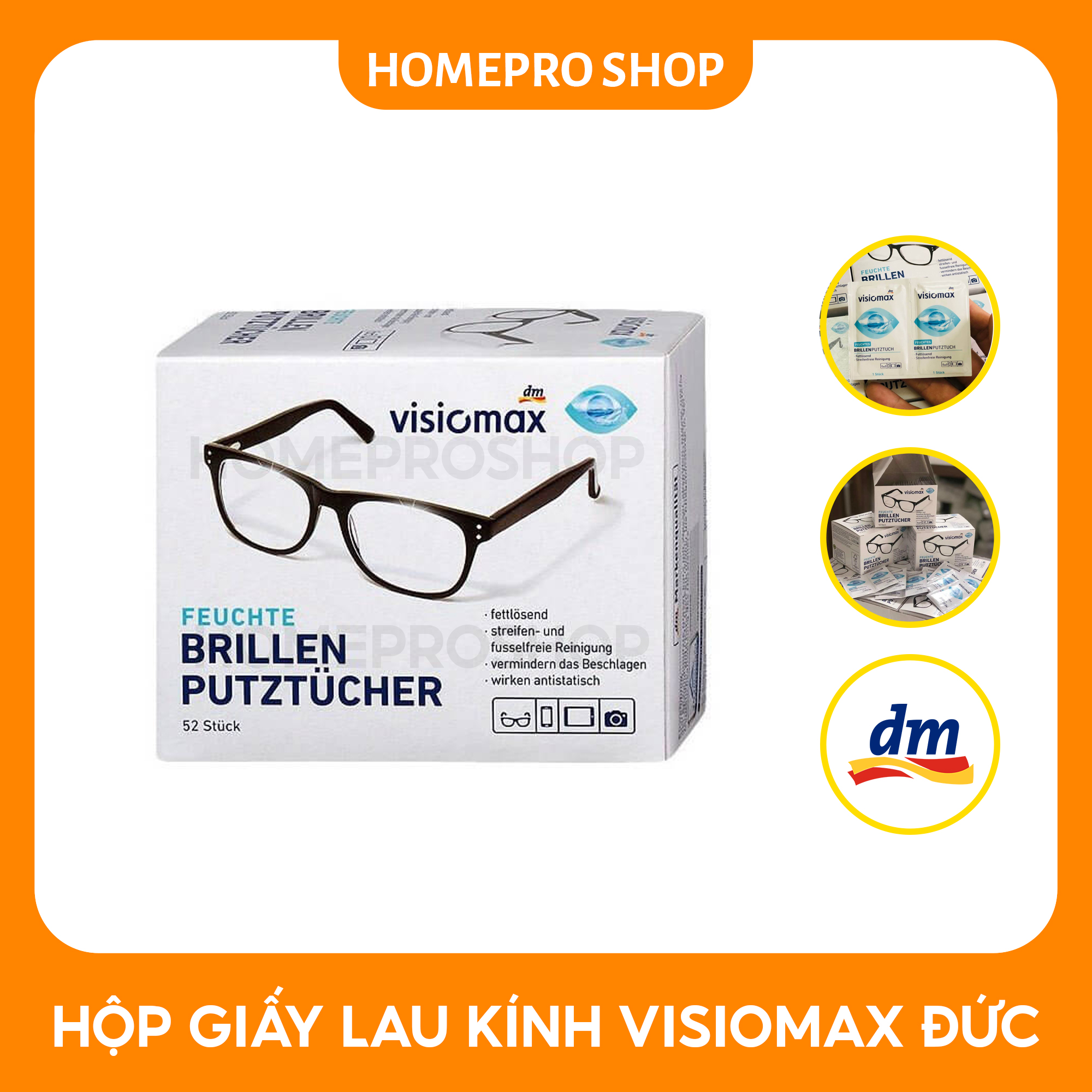 Giấy lau kính visiomax denkmit - hộp 52 tờ