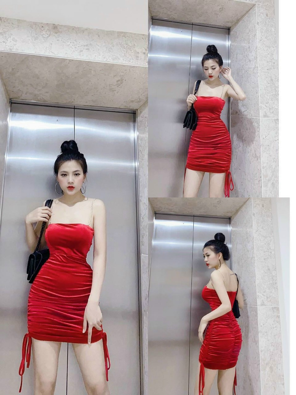 Đầm Nhung Dây Xích Hack Dáng Cực Hot UP