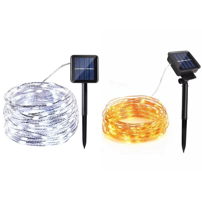 Solar LED Lawn Lamp Outdoor Waterproof Copper Wire Fairy String Light with 75Ft 22M 200 LED Solar Light Bar