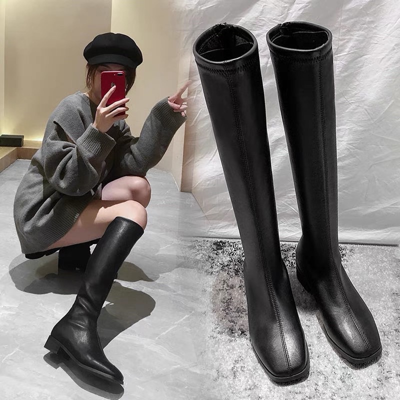 BỐT ĐÙI 3 PHÂN CAO CỔ DA MỀM ỐNG ĐỨNG