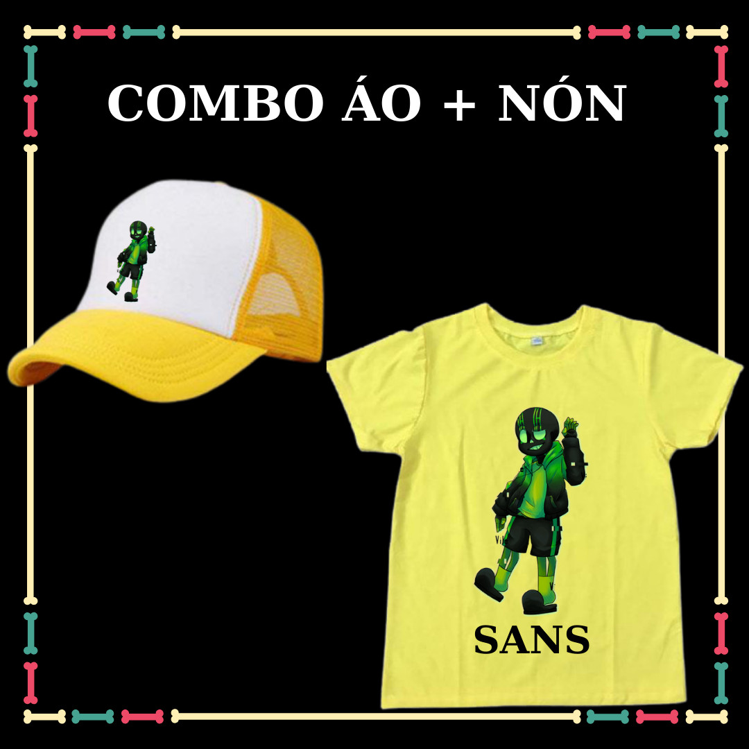COMBO ÁO + MŨ/NÓN IN HÌNH UNDERTALE SANS CHO BÉ TRAI BÉ GÁI