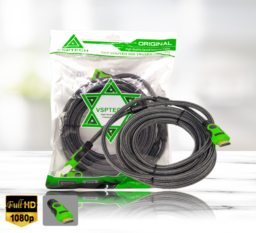 Cable HDMI VSPTECH bọc lưới xám chống nhiễu - hỗ trợ FullHD