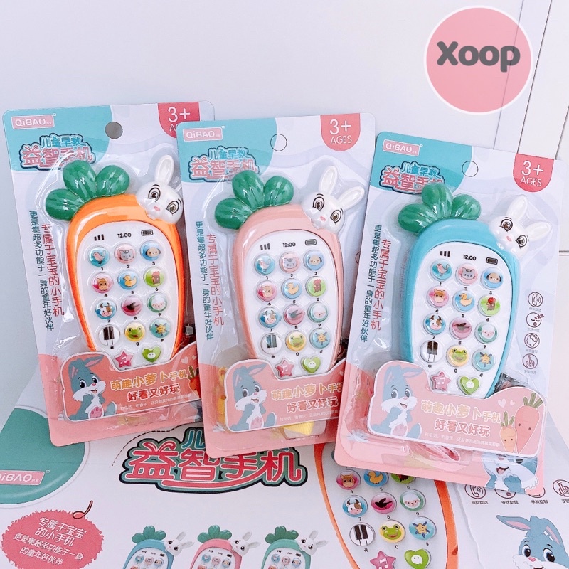 Đồ Chơi ĐIện Thoại Cho Bé Có Nhạc Thông Minh Hình Cà Rốt Tặng Kèm Pin Và Dây Đeo Đồ Chơi Điện Thoại Trẻ Em - LANA QUEEN