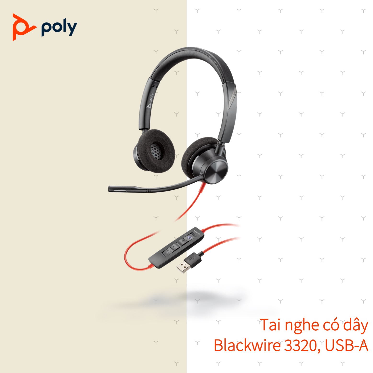 Tai nghe có dây Poly Blackwire 3320 USB Type A/C ( nhận oder trước)