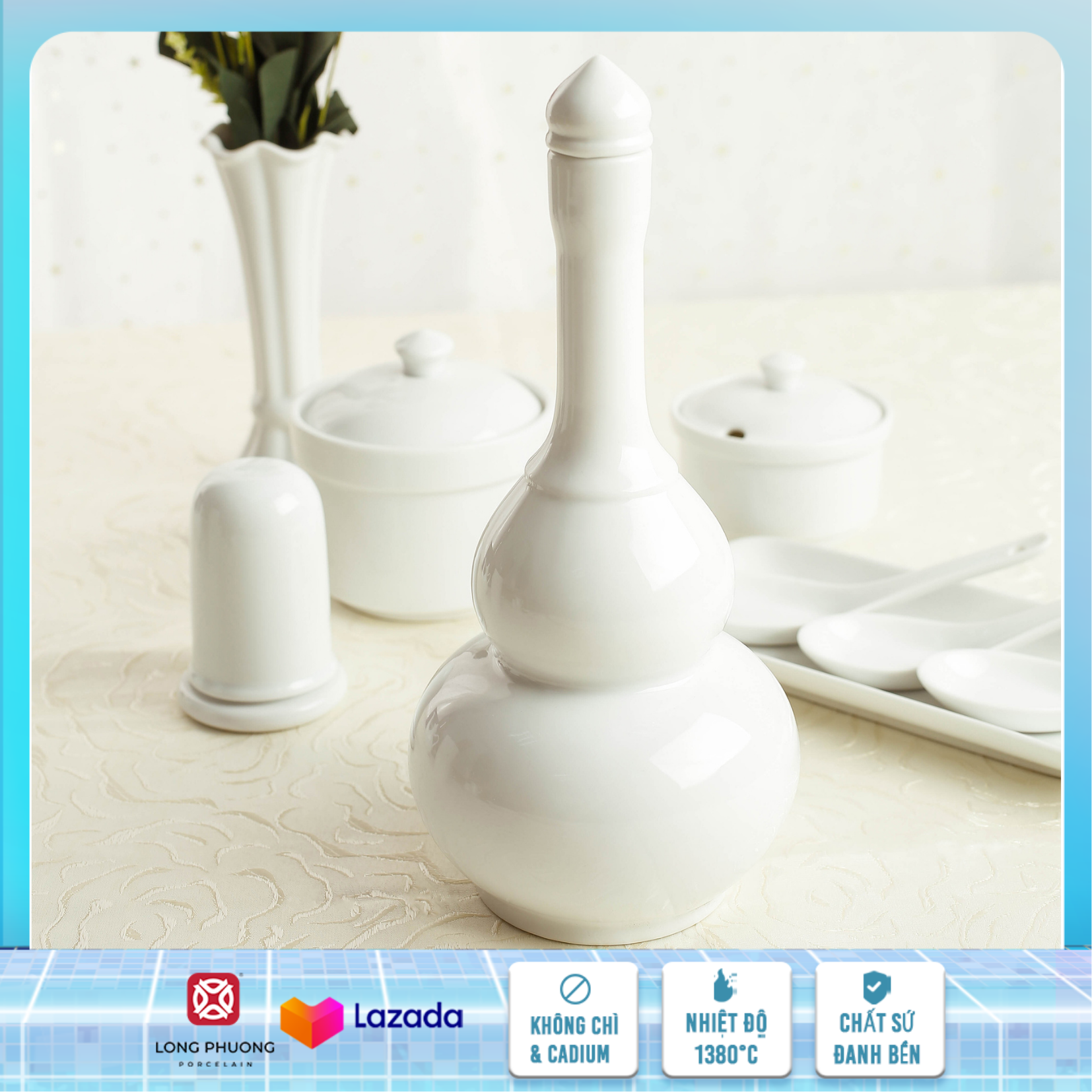 Be rượu - Vò đựng rượu, hồ lô đựng rượu, bình hồ lô, bình đựng rượu sứ Long Phương