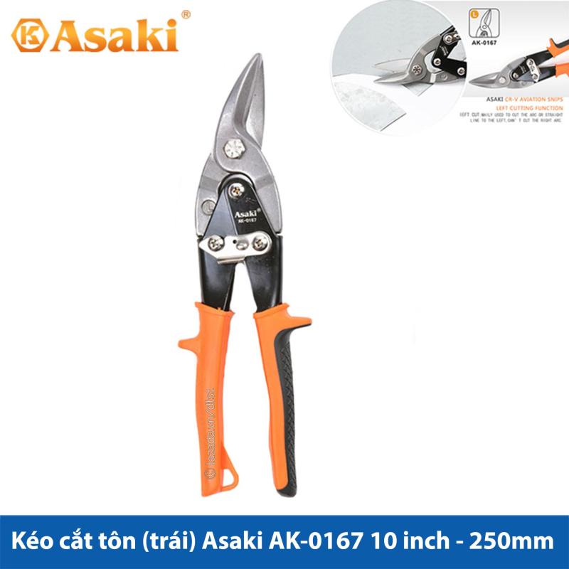 Kéo cắt tôn tole mũi cong trái Asaki AK-0167 10 inch - 250mm (Hãng phân phối chính thức)