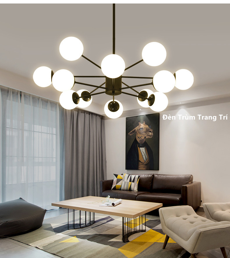Đèn trùm trang trí phân tử 6 bóng 12 bóng