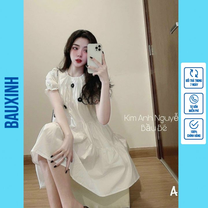 (Xả sốc ) Đầm Bầu váy bầu thiết kế voan tơ lụa xinh xắn cho mẹ bầu