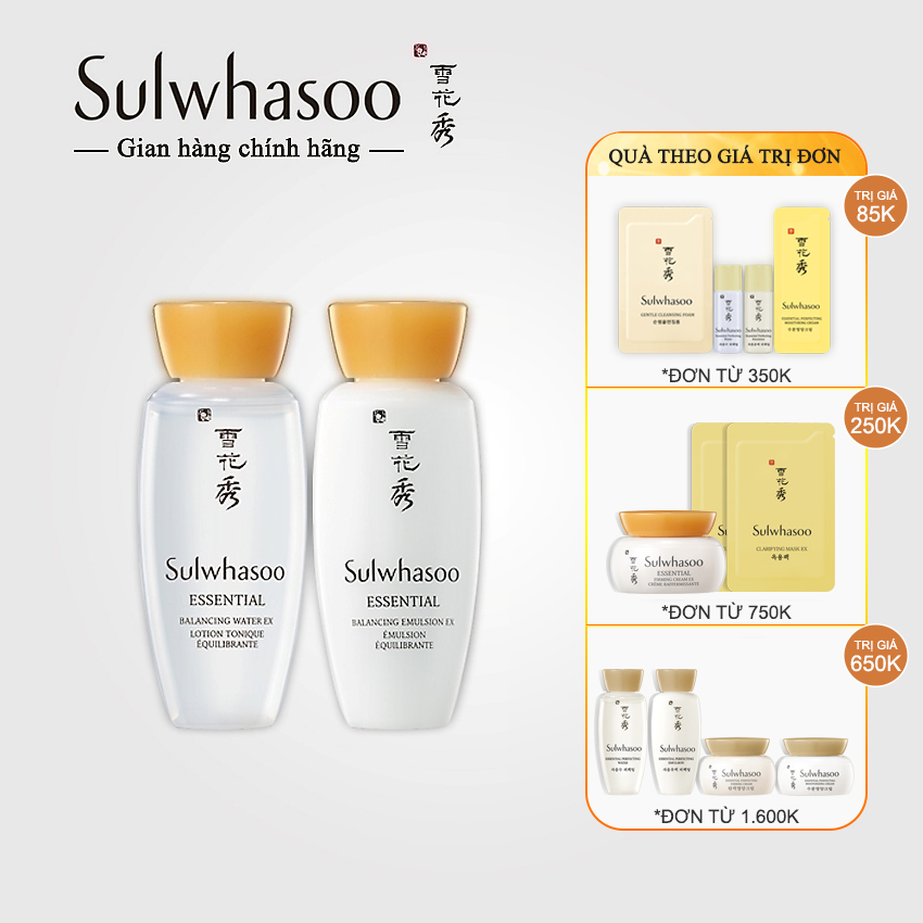 Cặp nước cân bằng và sữa dưỡng da Sulwhasoo Balancing Kit 2 sản phẩm 15mlx2 - Nươc hoa hồng và sữa dưỡng Sulwhasoo