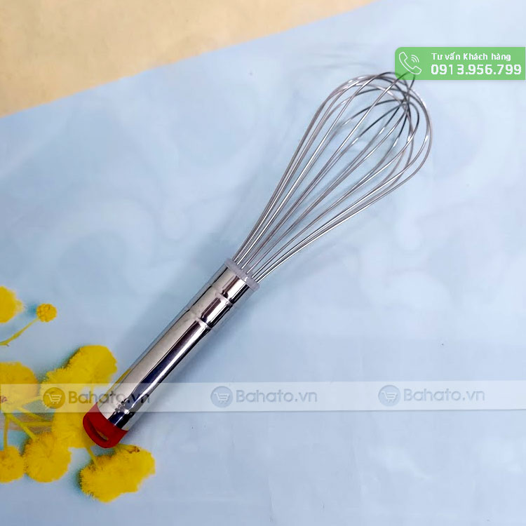 Phới đánh trứng inox cán đỏ 28cm