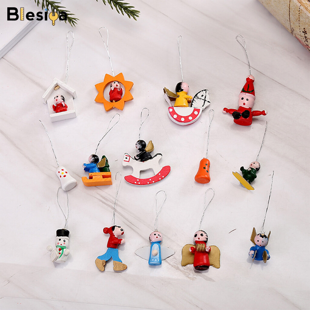 Blesiya 48x Various Wooden Christmas Tree Hanging Ornament Xmas Holiday Decor Gift