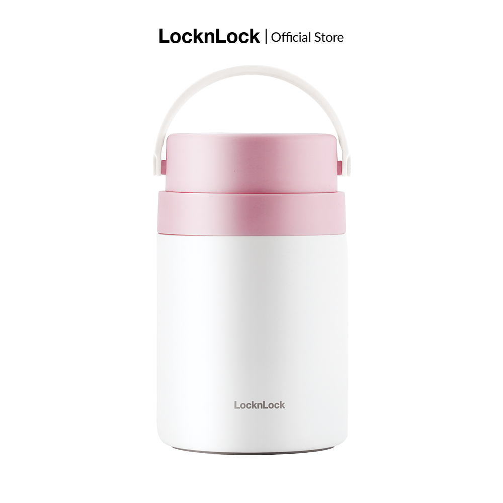 [Duy nhất 23.8 - Mua ngay] Hộp giữ nhiệt đựng thức ăn kèm muỗng Lock&Lock 700ml - LHC8042 - xanh/Hồng, Có quai xách, Kèm ngăn nhỏ